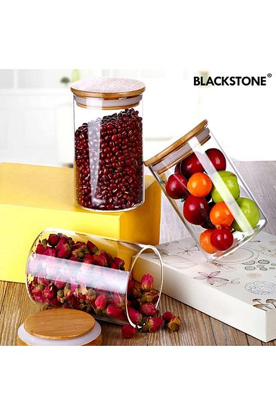 Blackstone Glass Jar Canister with Bamboo Lid Kitchen Air Tight Container YK4105 (1500 ML)