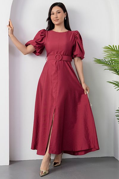 PULLIMM Rochie cu fante cu centură cu decolteu NY4534