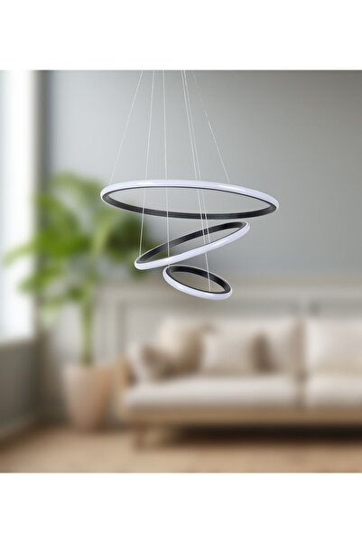 Luzarana Viyana 3 Lu Siyah Kasa Beyaz Ledli Modern Lux Sarkıt Avize