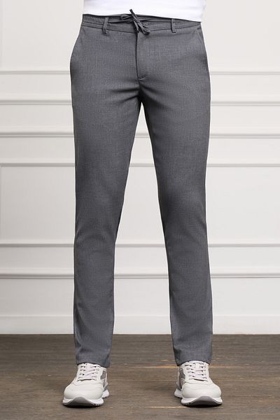 Morven Gray Slim Fit Slim Fit Side Pocket Lace up Jogger Men's Trousers