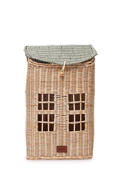 ZOA Kapaklı Ev Rattan Oyuncak Sepeti
