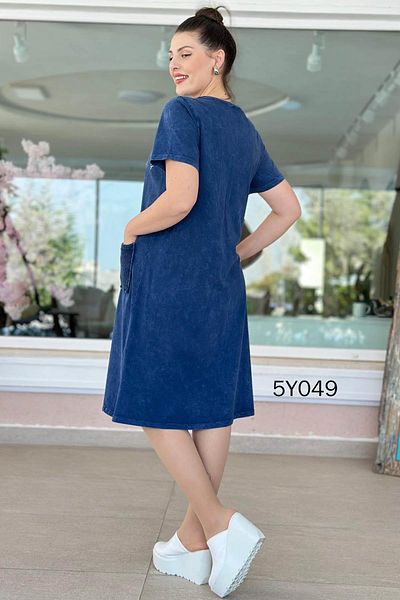 İnce Topuk Stone Printed Dress with Front Mesh Pocket 5Y049