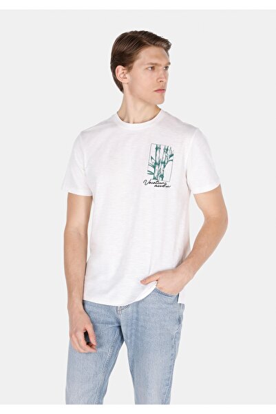 Colin's Tricou alb cu mânecă scurtă pentru bărbați, cu gât rotund, cu croială...