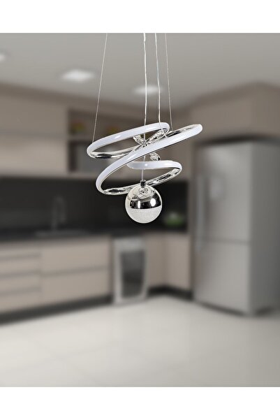 Luzarana Tiago Krom Kaplama Camlı 3 Renkli Ledli Modern Lux Sarkıt Avize