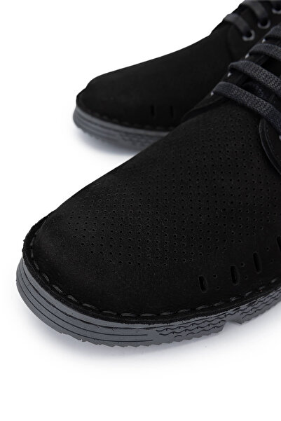 Tamer Tanca Erkek Hakiki Deri Siyah Nubuk Casual Ayakkabı