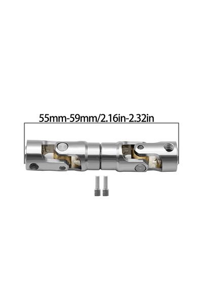 Choice silver-L55MM Metal Internal Spline Drive Shaft Universal Joint Driveshaft for 1/10 RC Car Crawler Ax