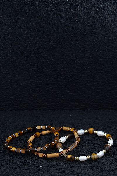 Ssilhoutte Doğaltaş Natural Elegance: Exclusive Design with Pearl, Tiger Eye, Hematite and Jasper