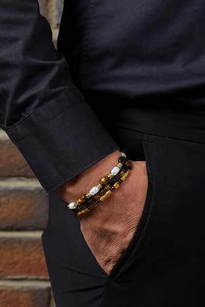 Ssilhoutte Doğaltaş Natural Elegance: Exclusive Design with Pearl, Tiger Eye, Hematite and Jasper