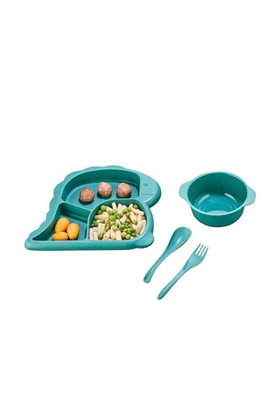 Bayev Dino 8 Piece Baby Dinner Set Food Plate Bowl Set