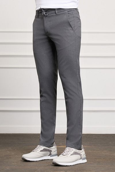 Morven Gray Slim Fit Slim Fit Side Pocket Lace up Jogger Men's Trousers