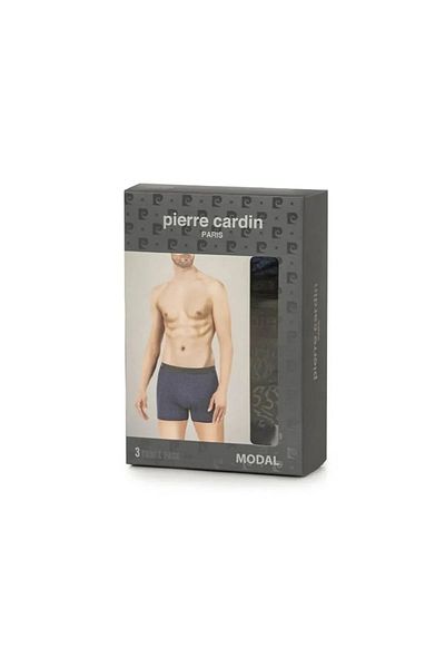 Pierre Cardin Ανδρικό 3-pack μαύρο, μπλε ναυτικό, ανθρακί μοτίβο Boxer- Modal Cotton Lycra