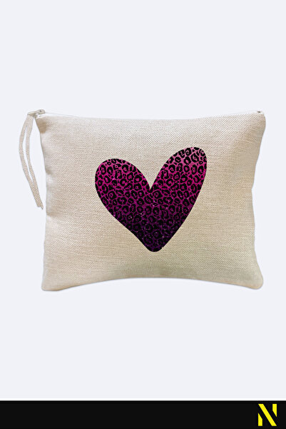 nilizma Heart Leopard Print Makeup Bag
