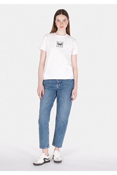 Colin's Γυναικείο λευκό κοντομάνικο μπλουζάκι με κανονική εφαρμογή με στρογγυλή λαιμόκοψη