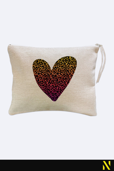 nilizma Heart Leopard Print Makeup Bag