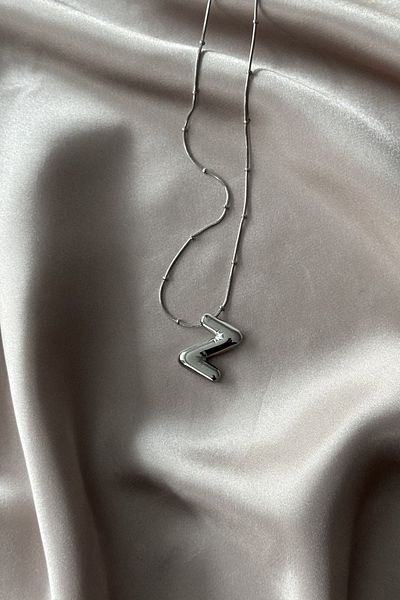 Letrovis Steel Silver Color Bubble Letter "Z" Women's Necklace