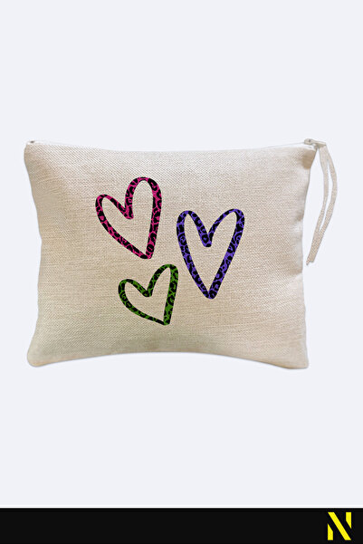 nilizma Heart Leopard Print Makeup Bag