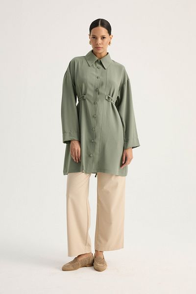 ZÜLAYS Shirt - Collar Tunic, Dark Mint Tone