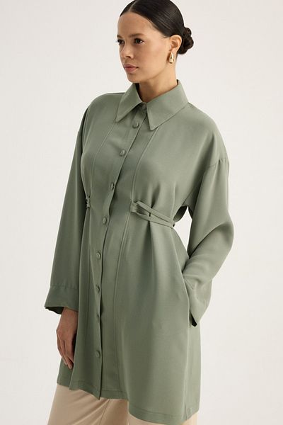 ZÜLAYS Shirt - Collar Tunic, Dark Mint Tone