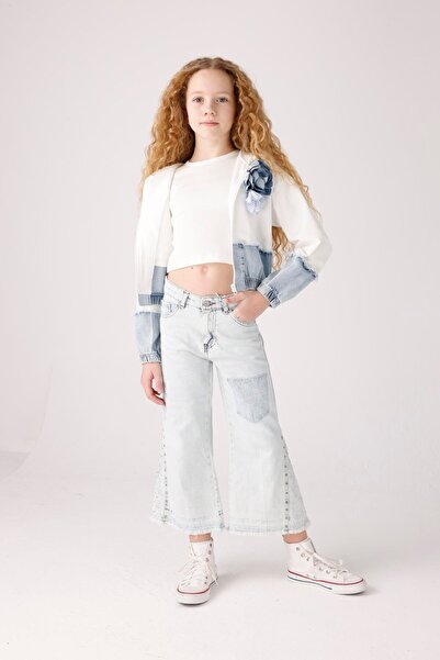 JENA Дънки с пачуърк за момичета 9-14 години Светлосини