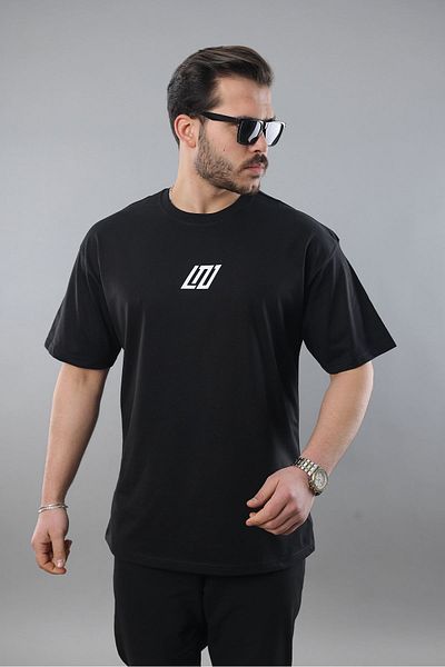 LTC Jeans Ανδρικό μπλουζάκι με εμπριμέ μαύρο Oversize Fit
