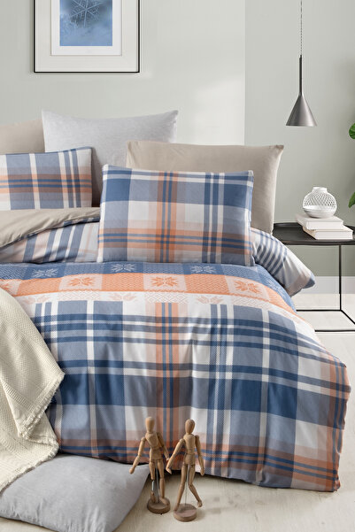 MyStory Home Set cuvertură dublă cu cearșafuri elastice în carouri