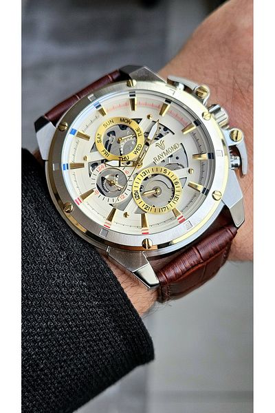 Raymond Rym-4469 Stainless Steel Case - Leather Cord - 2 Year Warranty - Men's Wristwatch