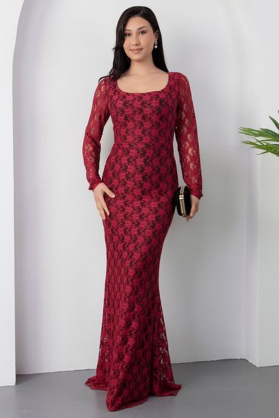 PULLIMM Square Neck Lace Fish Dress Ap-3005