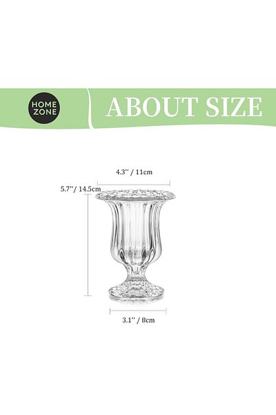 Home Zone Set of 4 Small Pedestal Flower Vases Footed Urn for Flowers, Dining Table Decoration