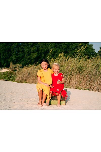 Pamukme KIDS COTTON BEACH PONCHOS- WAFFLE 6-8 YEARS