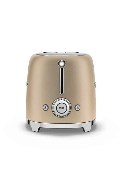 SMEG محمصة خبز على طراز الخمسينيات، مكونة من شريحتين، باللون الذهبي غير اللامع