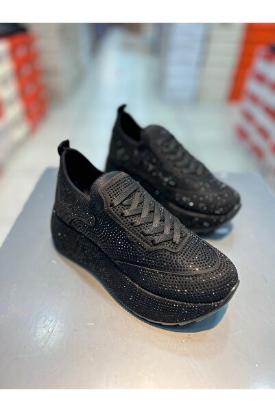 Hacıoğlu Ayakkabı Pantofi sport pentru femei cu talpă înaltă din piatră impor...