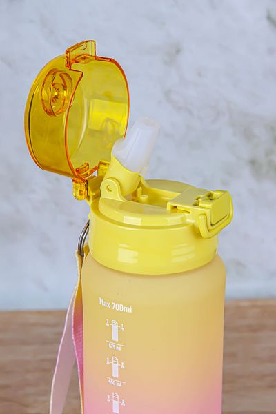 Poomy Large Size 700 ml Leakproof Lid Motivational Flask Water Bottle with Straw, Water Bottle, Drawstring Flask