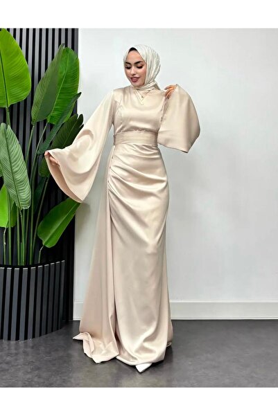 modasusev Ισπανικό βραδινό φόρεμα με σατέν μανίκι