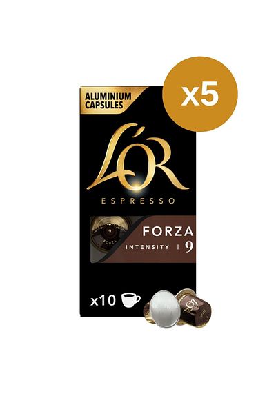 L'OR Espresso Forza Intensity 9 Coffee Capsules Packs Of 10 Drinks X5