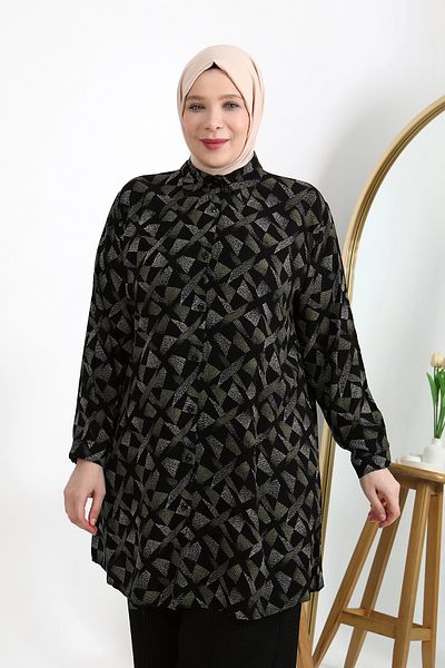 VELLICHOR Plus Size Buttoned Viscose Fabric Relax Cut Tunic