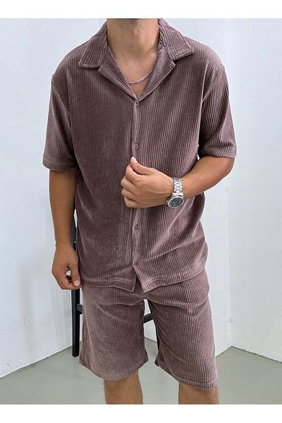 King Brothers Set cămașă slim fit pentru bărbați - cu mâneci și picior murdare, potrivire completă