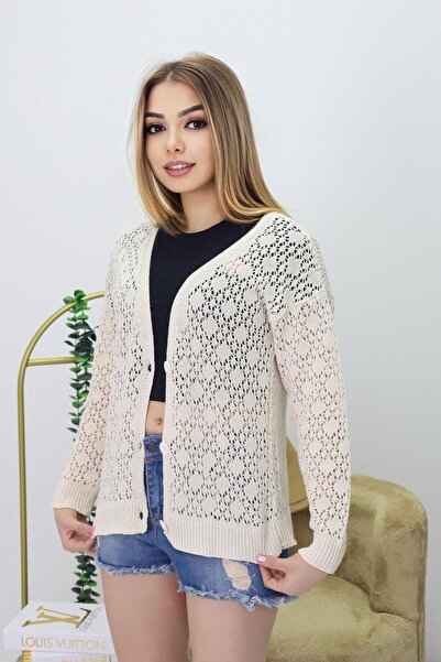 pengu سترة صوفية محبوكة بأزرار موسمية من القطن الأكريليك المخرم باللون الكريم...