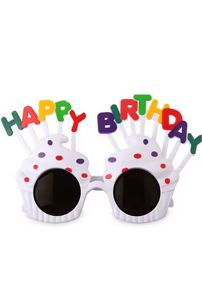 BeySüS Cupcake Themed White Happy Birthday Party Glasses