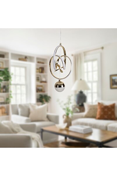 Luzarana Mari Gold Kaplama Camlı 3 Renkli Ledli Modern Lux Sarkıt Avize