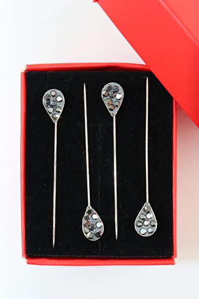 NUMETAL 4 Pcs Almond Stone Scarf Pin, Shawl Pin and Turban Pin