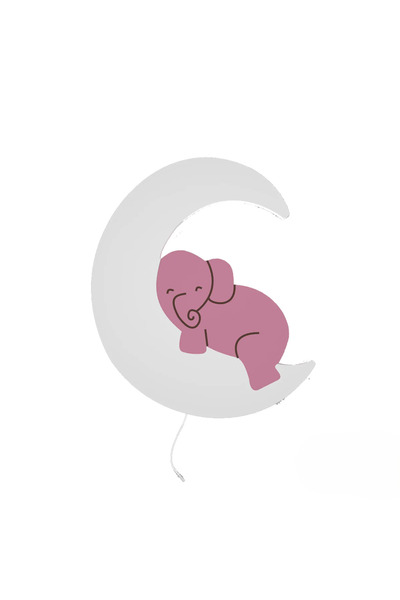 BugyBagy Elephant Night Lamp Above the Moon - Decorative Lighting and Fairyta...