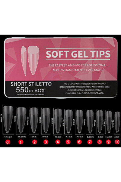 Beauty Box 550'li Short Stiletto Soft Gel Tips Profesyonel Nail Art Hızlı Tır...