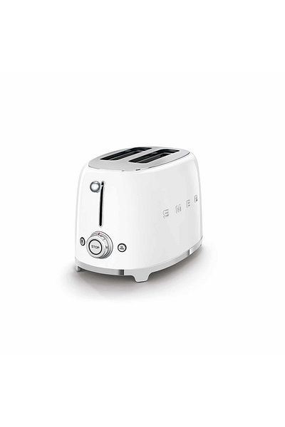 SMEG محمصة خبز على طراز الخمسينيات، مكونة من شريحتين، باللون الأبيض