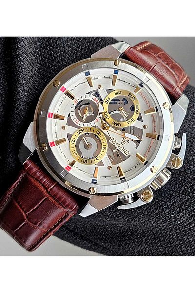 Raymond Rym-4469 Stainless Steel Case - Leather Cord - 2 Year Warranty - Men's Wristwatch