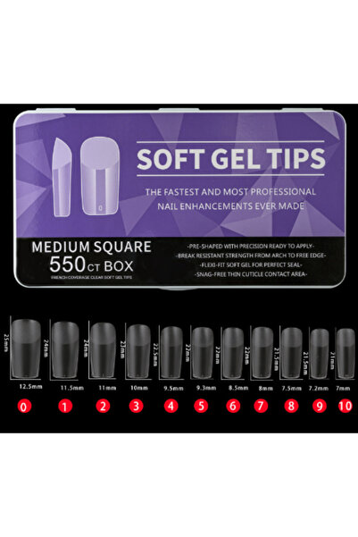 Beauty Box 550'li Medium Square Soft Gel Tips Profesyonel Nail Art Hızlı Tırn...