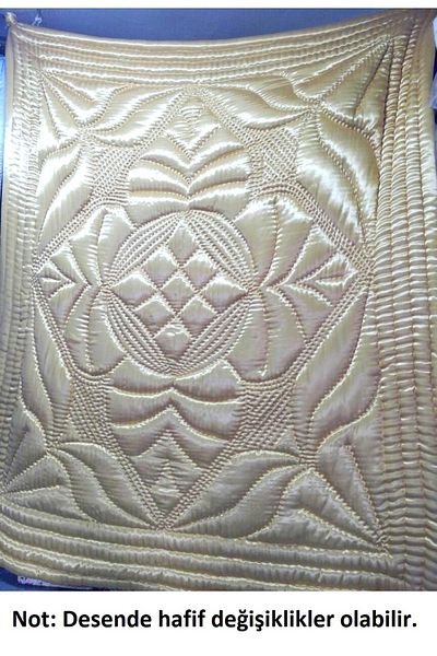 Mandaş Grandma's Quilt, Handmade Double Cotton Quilt (195X215)-Pumpkin Flower Navy Blue