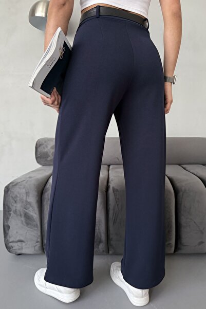 BACK Lycra Palazzo Trousers with Belt Detail