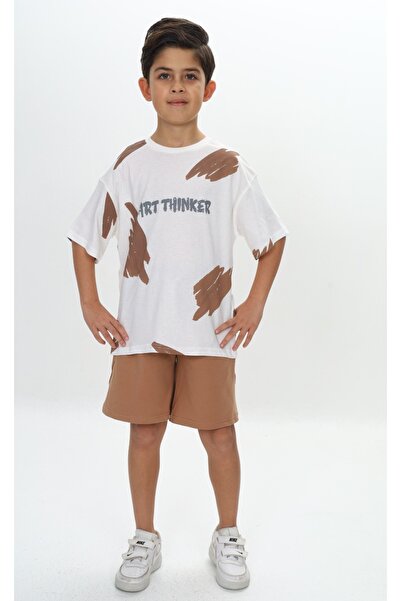 Toontoy Σετ σορτς για αγόρι με σχέδιο με πινέλο με τύπωμα