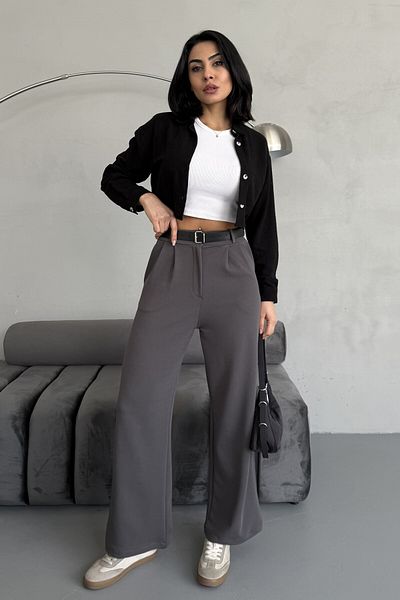 BACK Lycra Palazzo Trousers with Belt Detail