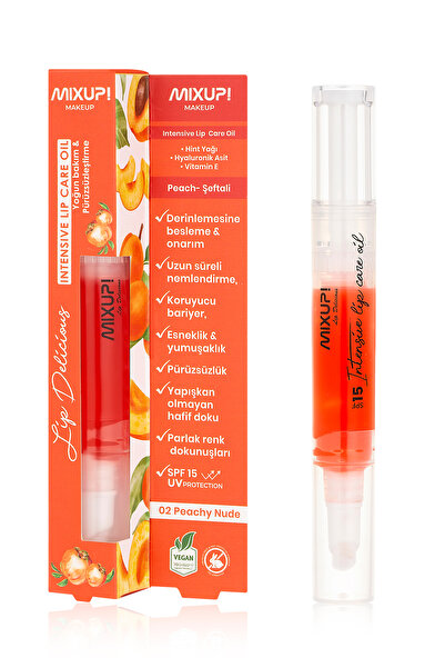 Mixup Lip Delicious Tinted Lip Oil Peachy Nude (Şeftali) 6Ml |Nemlendirici,On...